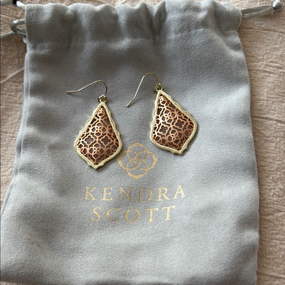 Kendra Scott Gold and Rose Gold Filigree Earrings